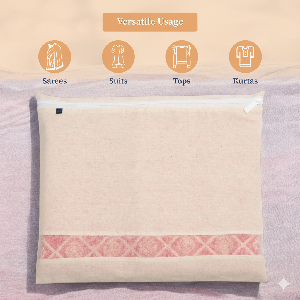 Premium Cotton Sarees Cover With Zip